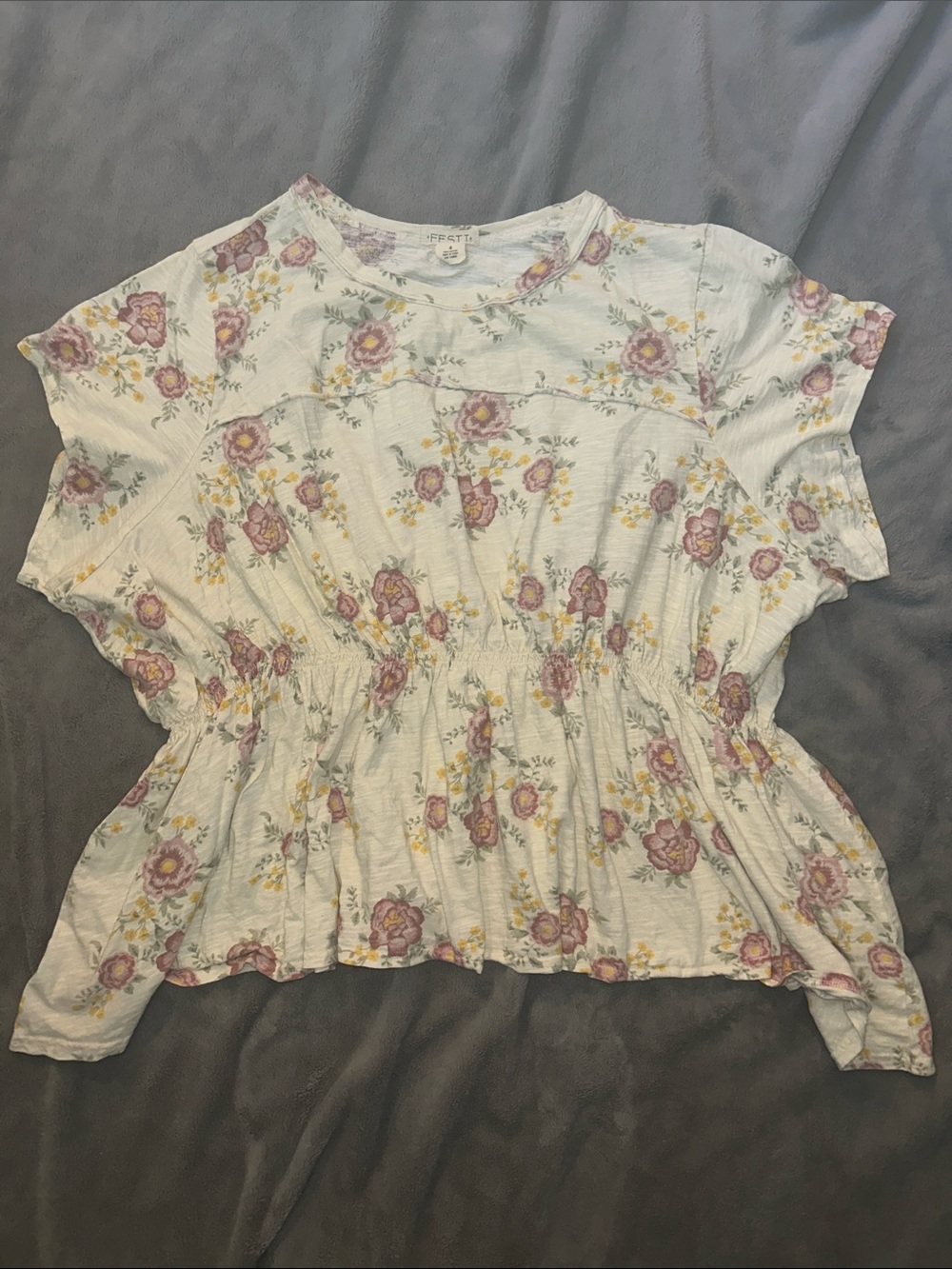 Festi White Floral Peplum Blouse